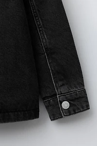 QUILTED DENIM OVERSHIRT WITH DETACHABLE HOODIE