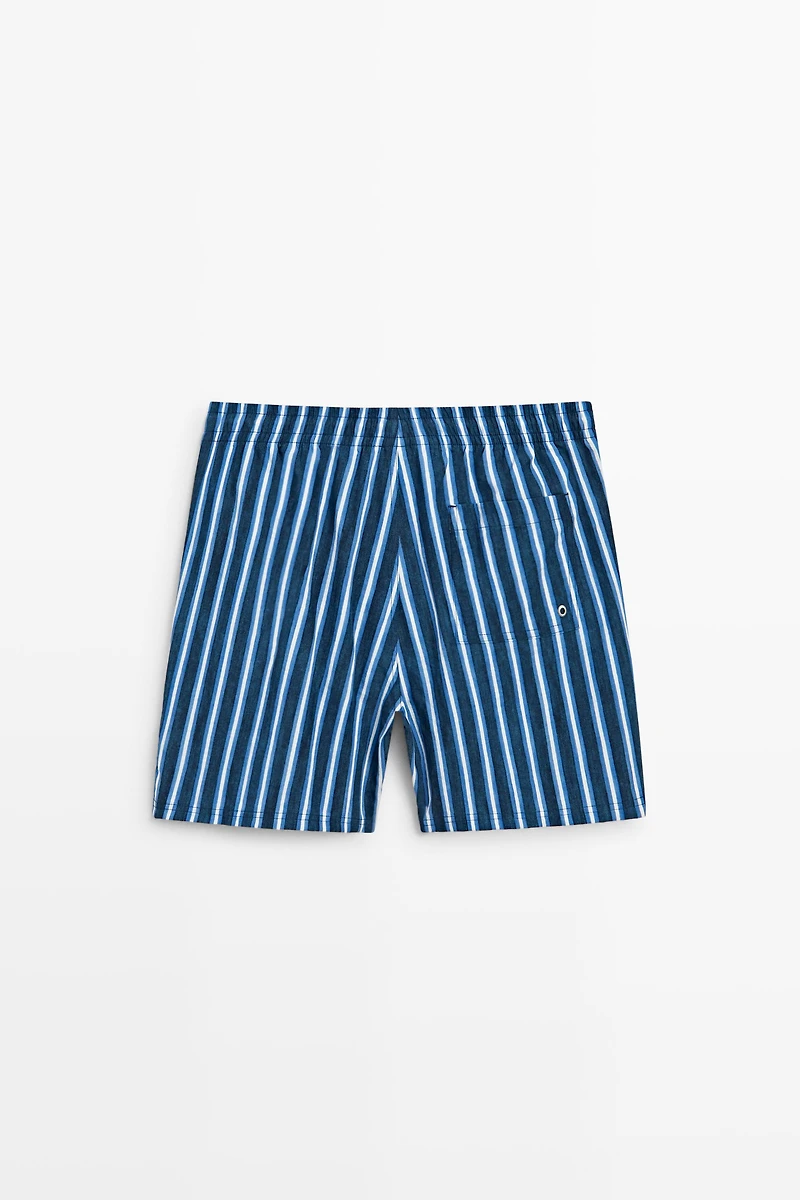 Tri-color striped swimming trunks
