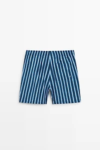 Tri-color striped swimming trunks