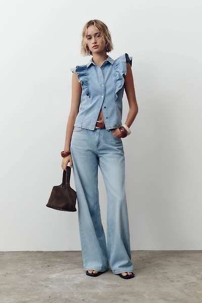 Z1975 DENIM RUFFLE SHIRT