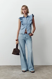 Z1975 DENIM RUFFLE SHIRT