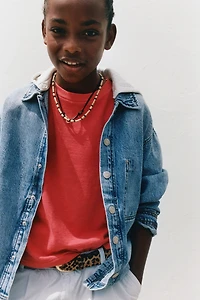 DENIM OVERSHIRT WITH REMOVABLE FLEECE HOODIE