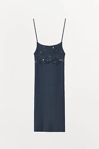 SEQUIN RIB KNIT DRESS