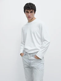 Long sleeve medium weight cotton T-shirt