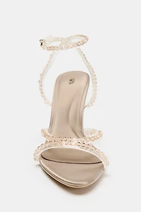 HEELED SANDALS WITH APPLIQUES