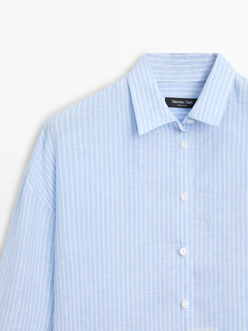 Flowing striped 100% linen shirt