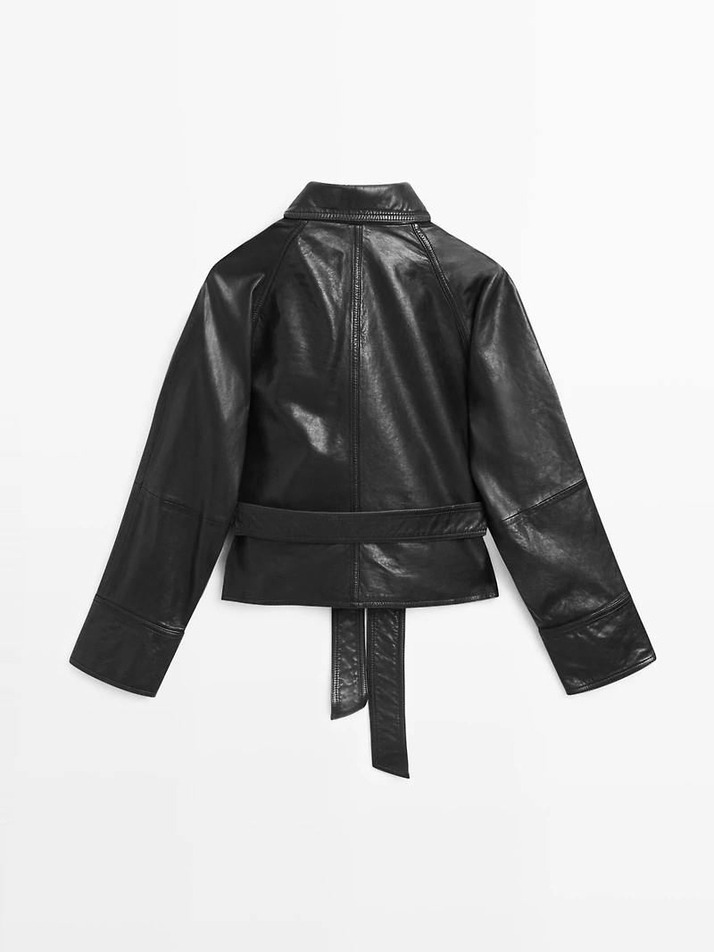 Nappa leather jacket with belt
