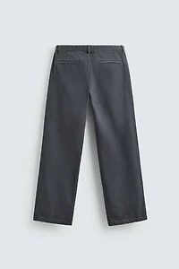 WASHED COTTON TEXTURED PANTS