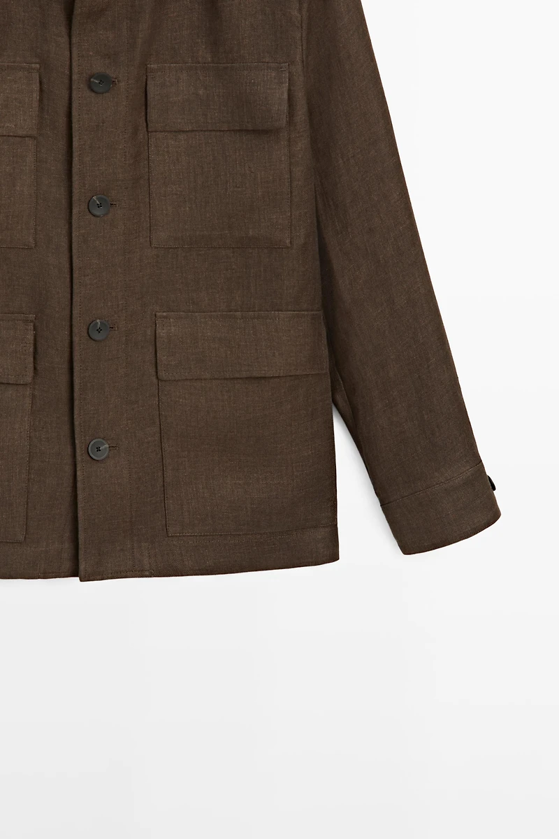 Total look faded linen overshirt