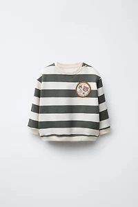 STRIPED BEAR PATCH SWEATSHIRT