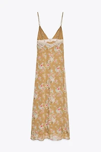 FLORAL PRINT LACE MIDI DRESS