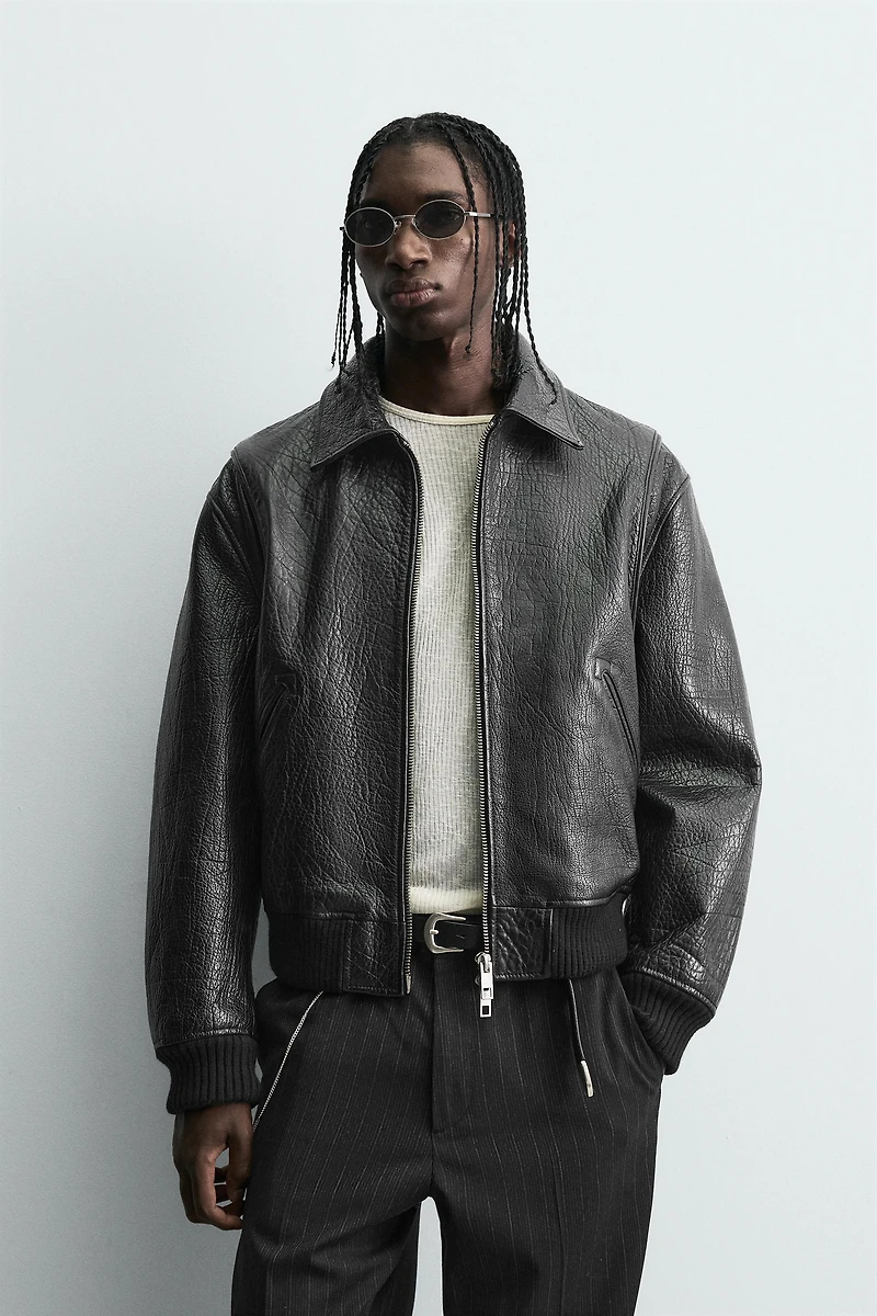 EMBOSSED LEATHER JACKET