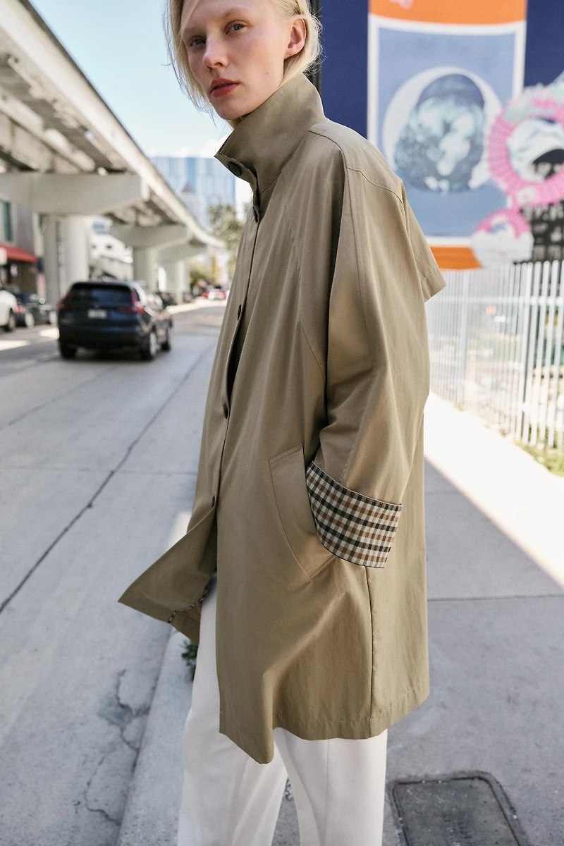 TRENCH OVERSIZE POIGNETS À CARREAUX