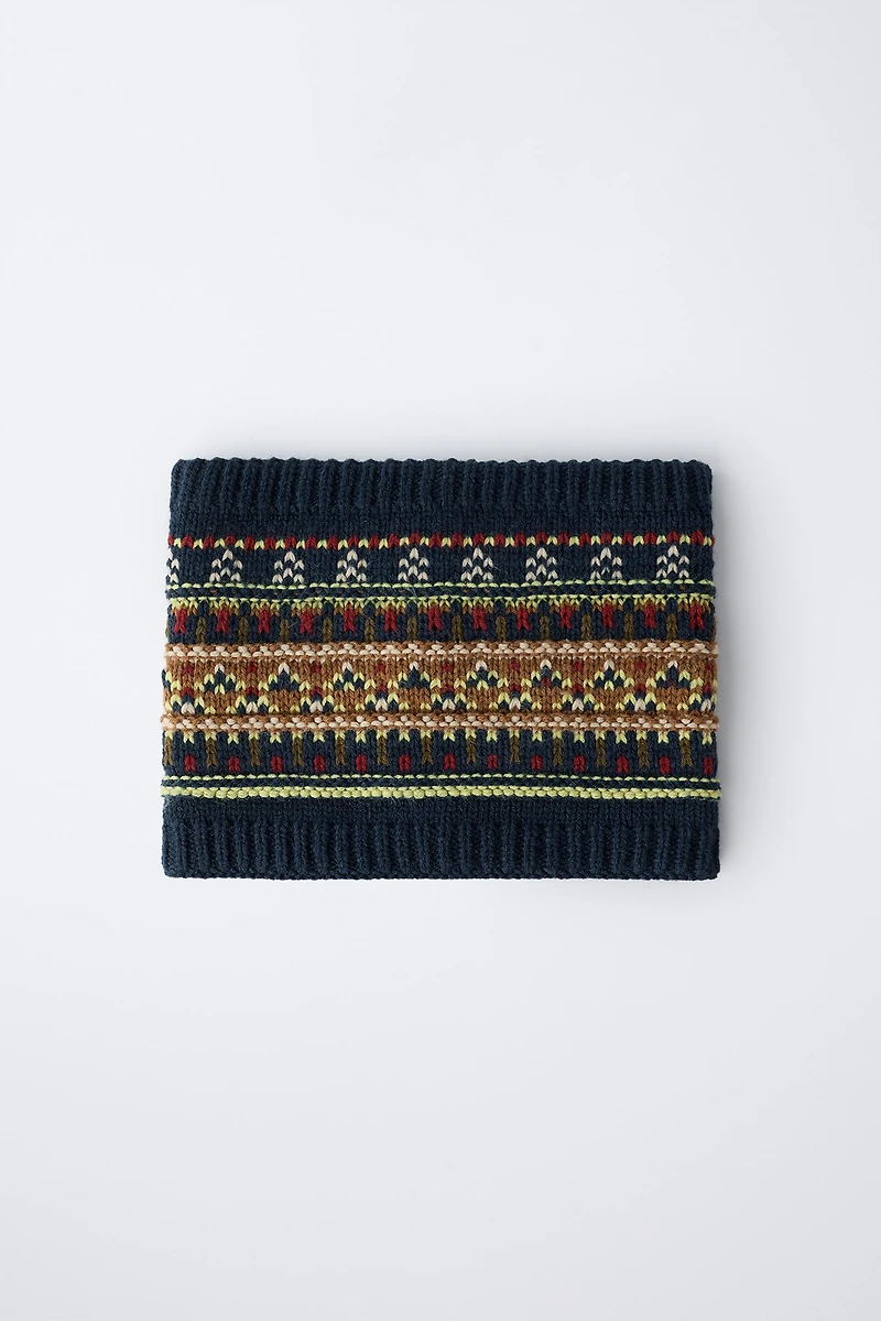 JACQUARD KNIT NECK WARMER