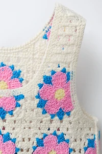 CROCHET KNIT FLORAL TOP
