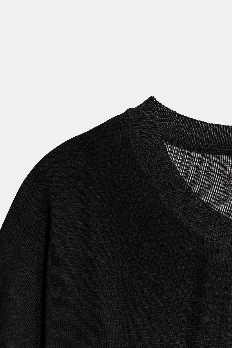 FINE KNIT SHORT SLEEVE TOP