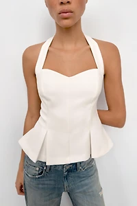TOP HALTER PLISSÉ