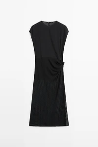 Long flowing printed dress with knot detail