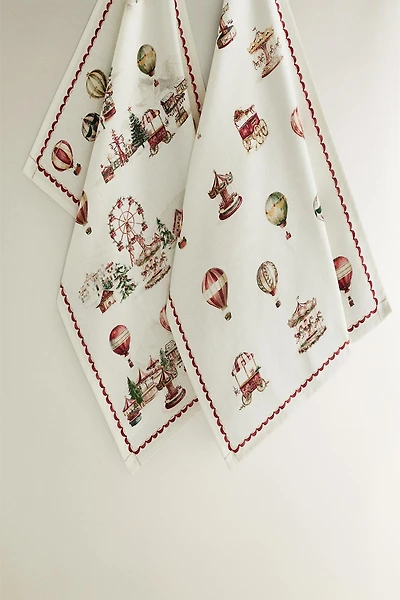 SET OF COTTON CHRISTMAS BALLOON KITCHEN TOWELS (SET OF 2)
