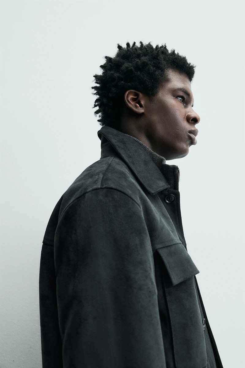 FAUX SUEDE OVERSHIRT