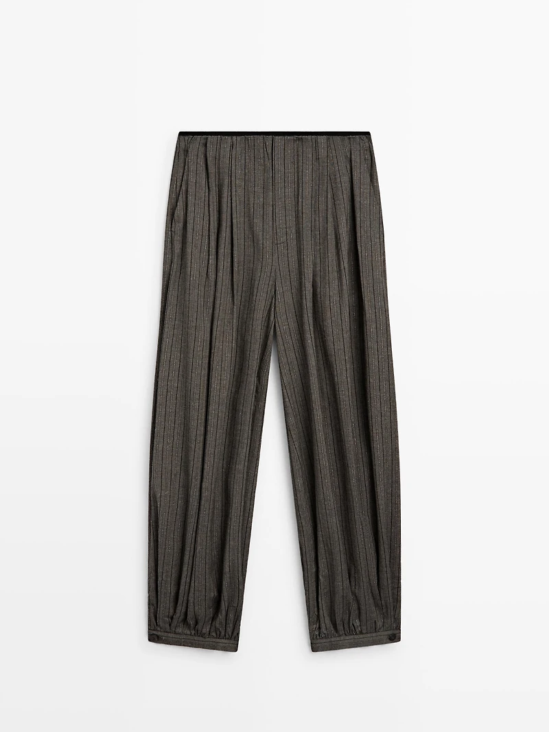 Striped flowing balloon pants