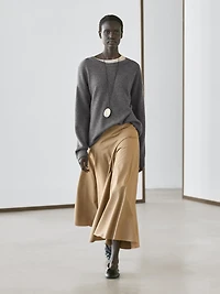 Flounce midi skirt with yoke detail