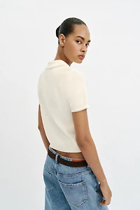 POLO EN MAILLE DENTELLE CONTRASTE