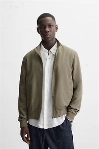 100% LINEN BOMBER JACKET