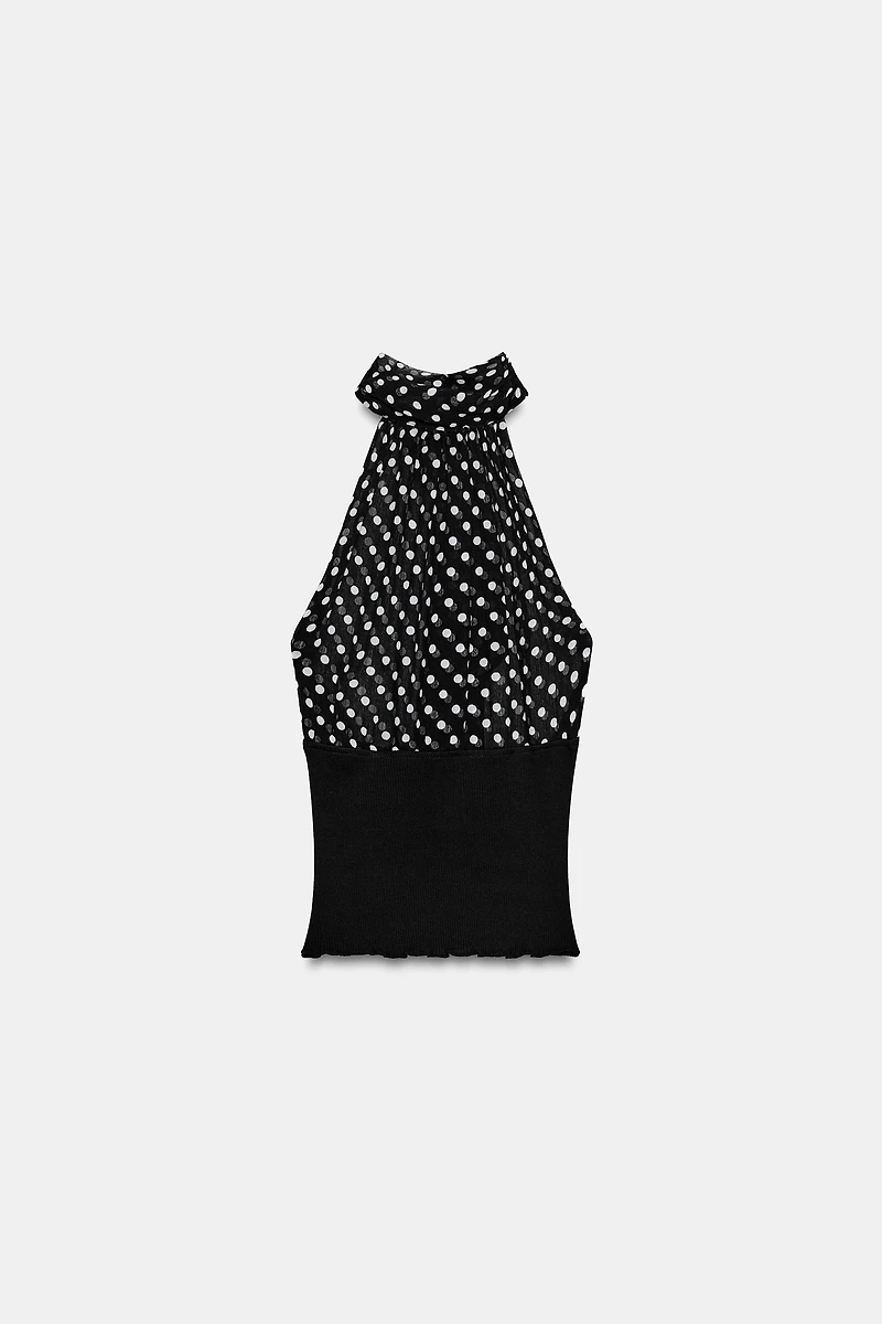 TOP HALTER À POIS
