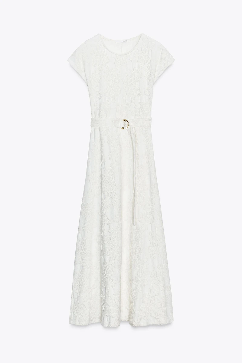 BELTED JACQUARD DRESS