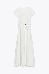 BELTED JACQUARD DRESS