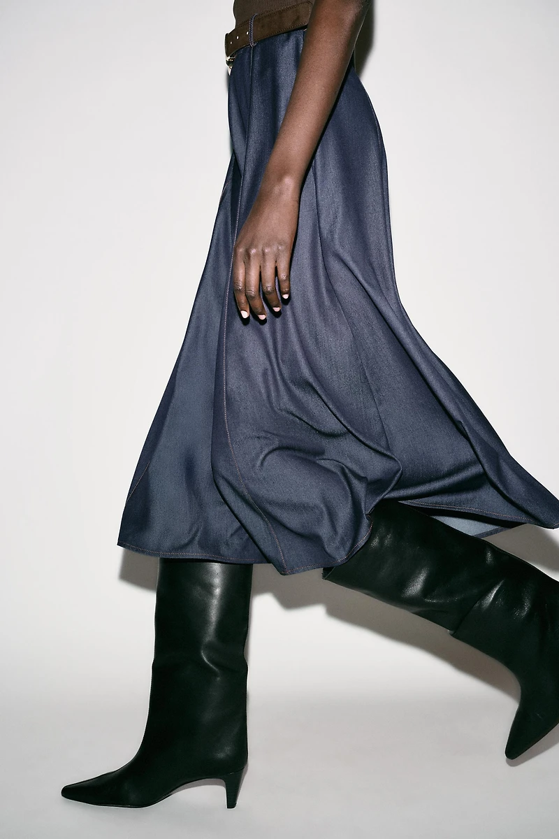 BELTED COMBINATION MIDI DRESS