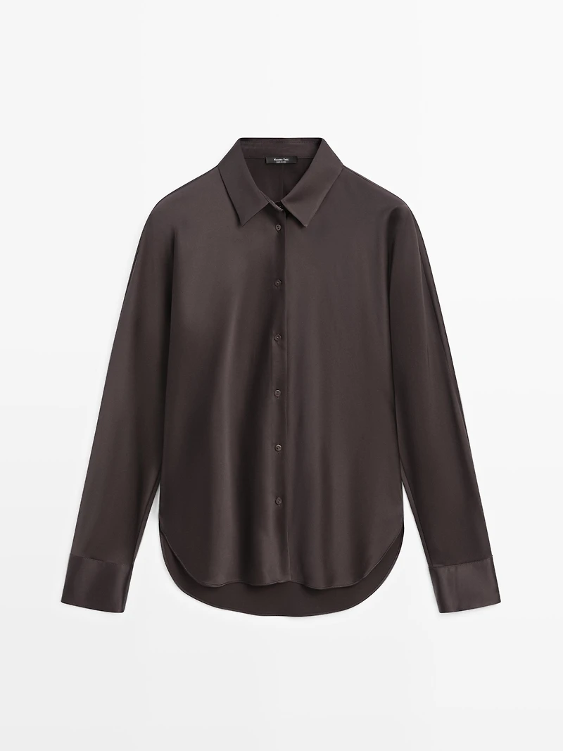 Satin shirt with batwing sleeves