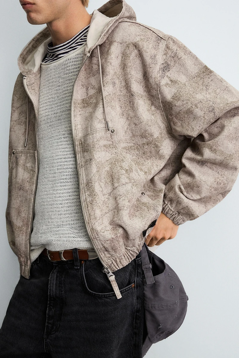 VESTE DÉLAVÉE À CAPUCHE