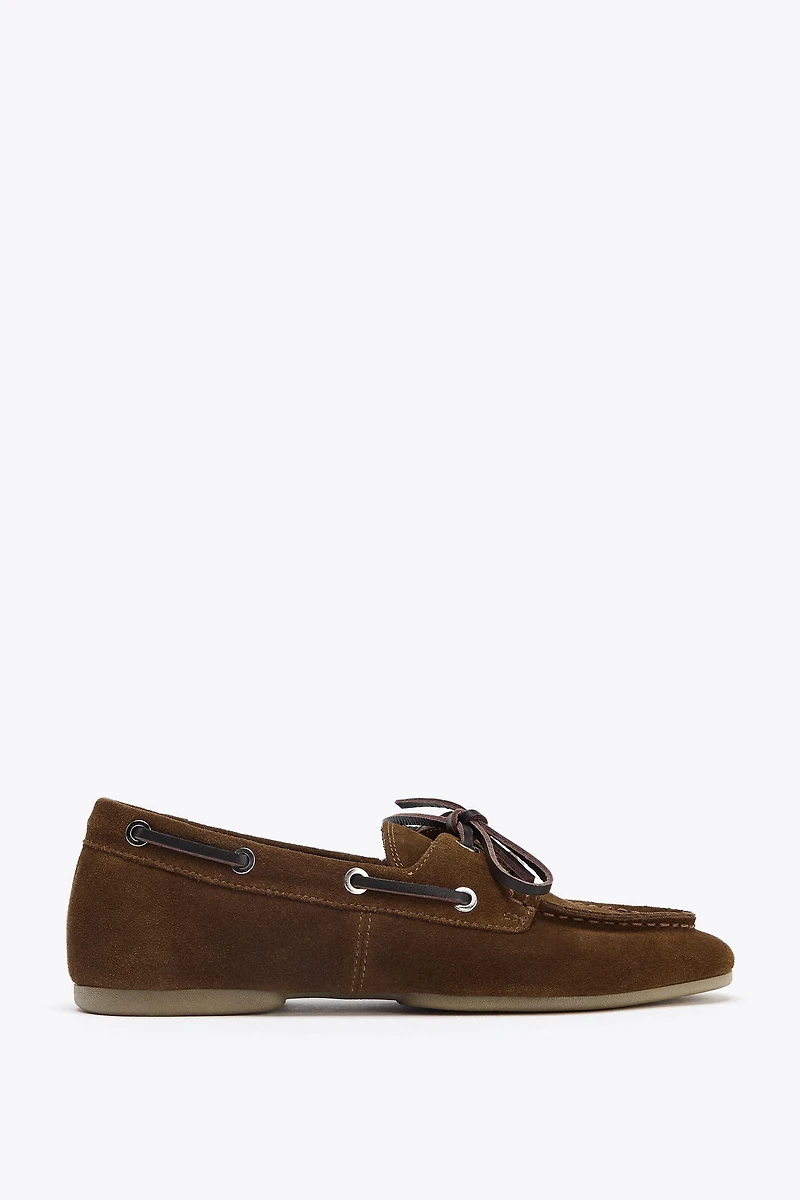 SPLIT LEATHER STITCH DETAIL SHOES