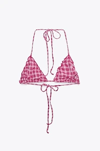 CHECKERED TRIANGLE BIKINI TOP