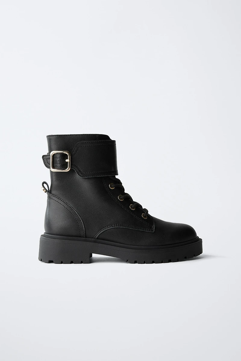 LEATHER ANKLE BOOTS WITH BUCKLE