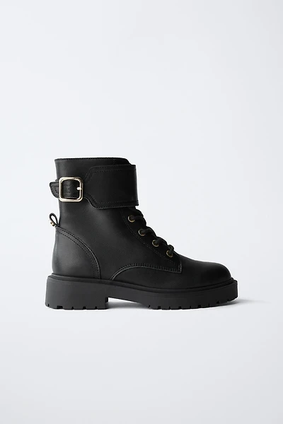 LEATHER ANKLE BOOTS WITH BUCKLE