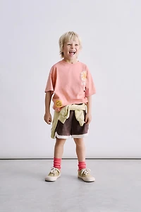 TERRYCLOTH EFFECT SHORTS WITH LABEL