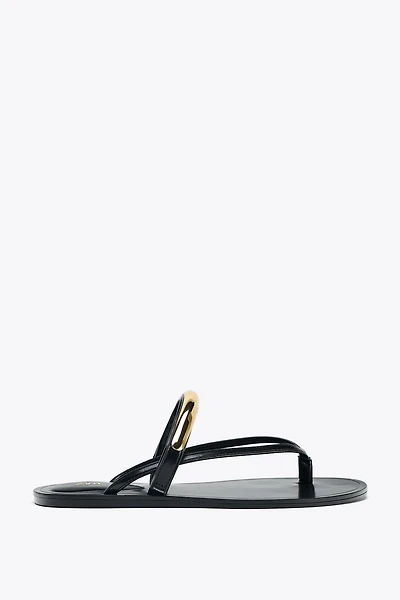 SANDALS WITH METALLIC APPLIQUÉ