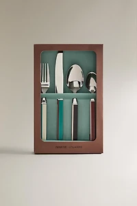 ENSEMBLE COUVERTS 4 PIÈCES MANCHE RAYURES X COLLAGERIE