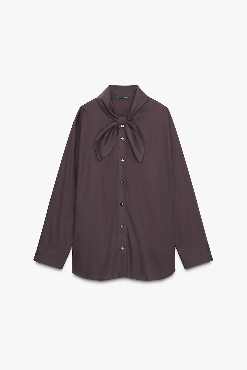 NECKTIE POPLIN SHIRT