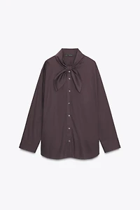 NECKTIE POPLIN SHIRT