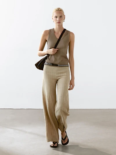 Heavy weight ribbed round neck top