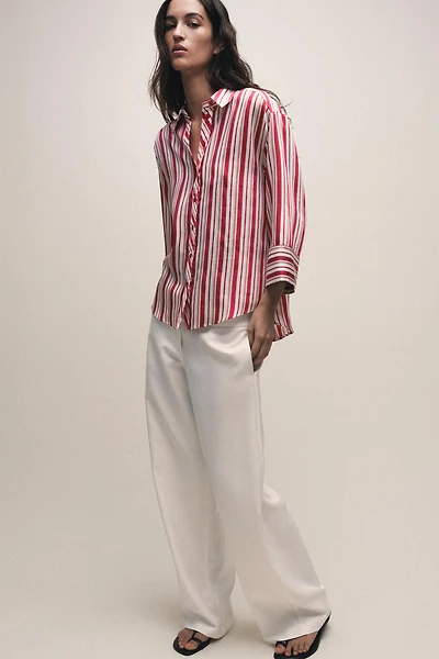STRIPED TURN-UP SLEEVE SHIRT