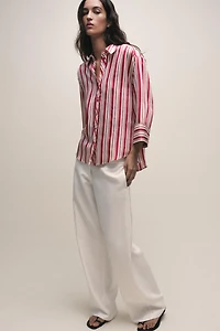 STRIPED TURN-UP SLEEVE SHIRT