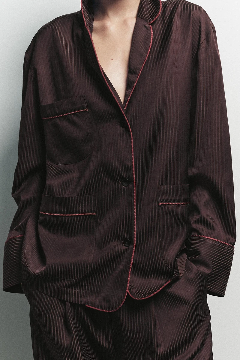 CONTRAST STRIPE PAJAMA SHIRT