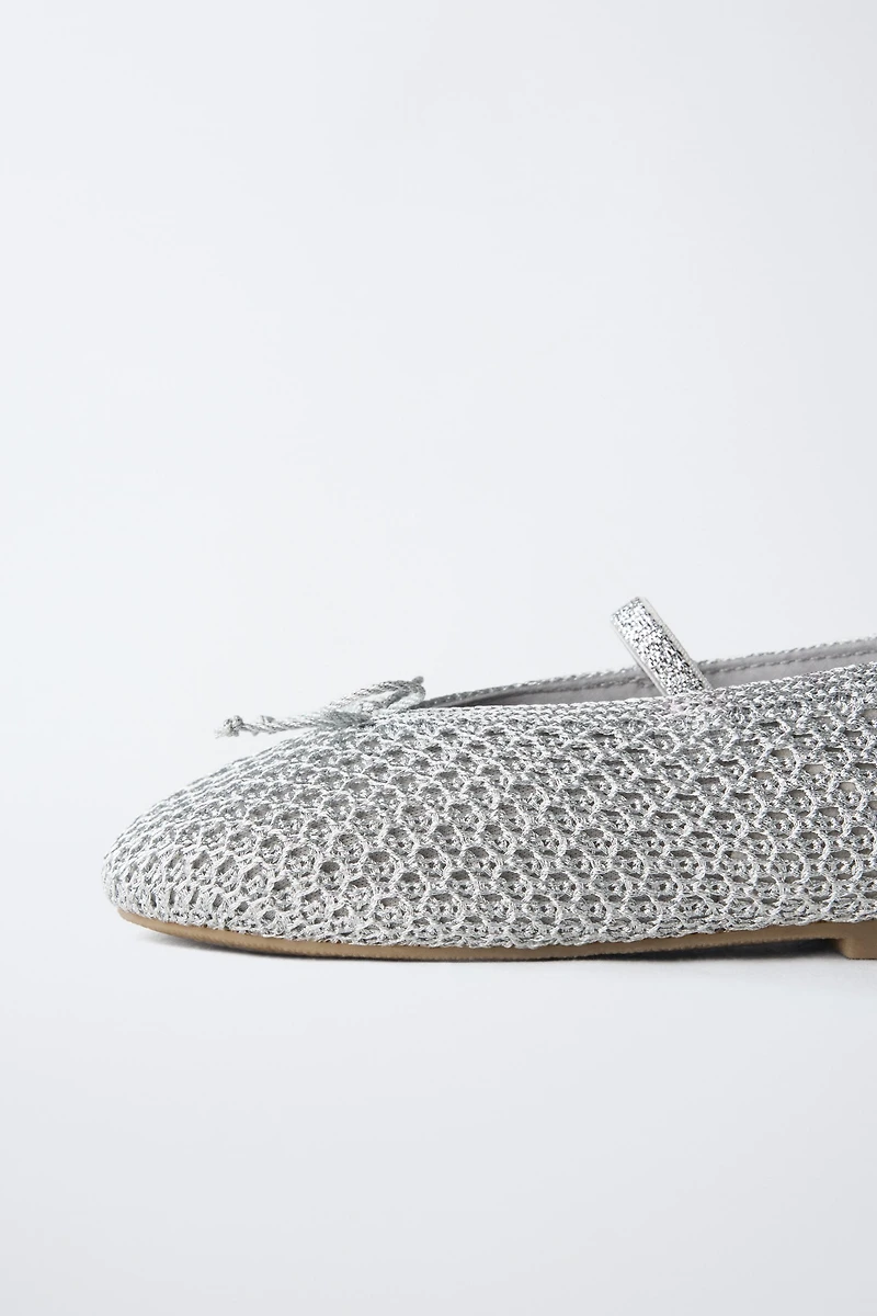 METALLIC CROCHET BALLET FLATS