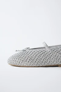 METALLIC CROCHET BALLET FLATS