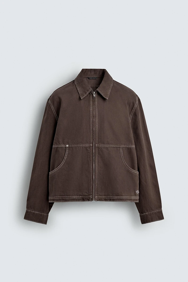 BLOUSON COUPE BOX CONTRASTE